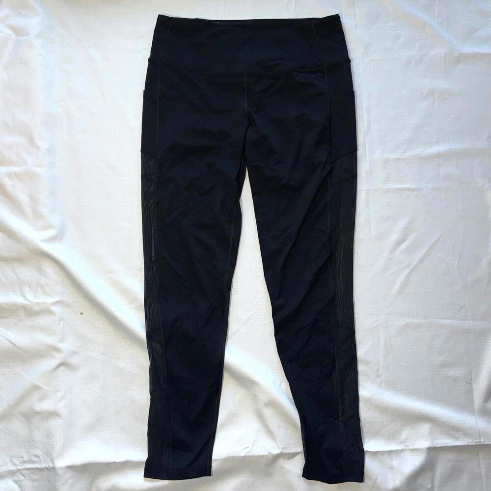 Victoria Sport Black Legging Mesh Side Stripe Large Sexy Gym Workout‎ Athleisure